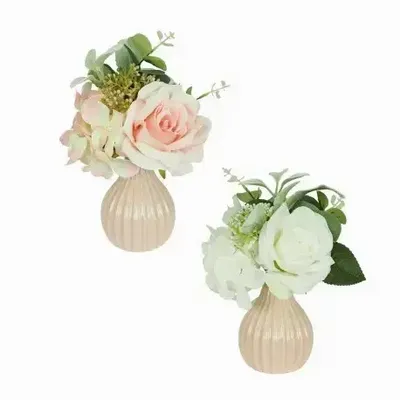 Floral decoration - Artificial Rose & Hydrangea Arrangement - LIGNE DÉCO