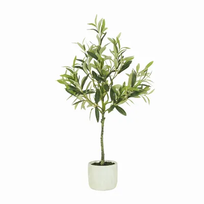 Floral decoration - Artificial Olive Tree in Cement Pot - LIGNE DÉCO