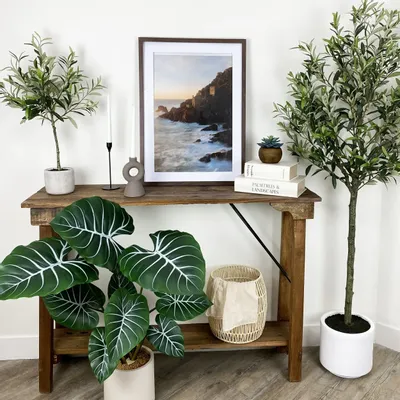 Floral decoration - Artificial Taro Plant in White Pot - LIGNE DÉCO