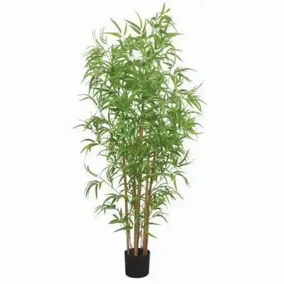 Floral decoration - Artificial bamboo, 6 trunks, black pot - LIGNE DÉCO