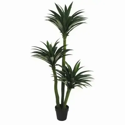 Floral decoration - Artificial yucca, 3 trunks, 170 leaves, plastic pot - LIGNE DÉCO
