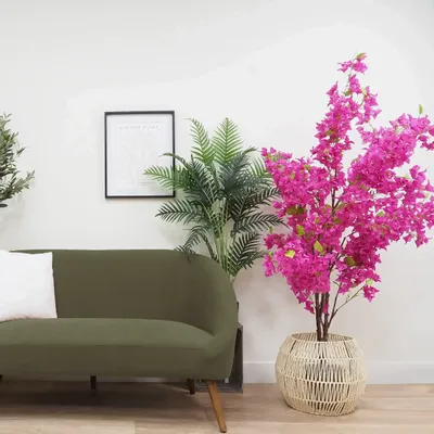 Floral decoration - Artificial bougainvillea, 1400 flowers, black pot - LIGNE DÉCO