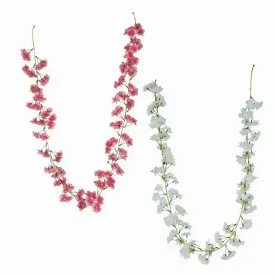 Floral decoration - Artificial apple blossom garland – 135 flowers – White and pink - LIGNE DÉCO
