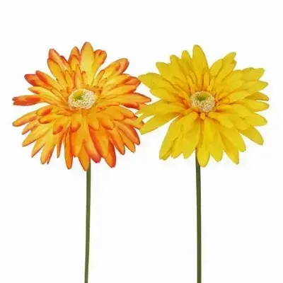 Floral decoration - Artificial gerbera stem – Yellow and orange - LIGNE DÉCO