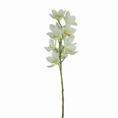 Floral decoration - Artificial orchid stem – 10 flowers – Cream - LIGNE DÉCO