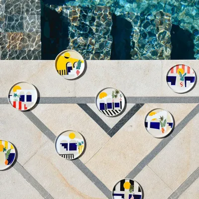 Ceramic - Living on Vacation Collection Wall Plates - CAROLINE CUTAIA