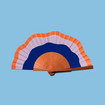 Autres objets connectés  - Éventail à main FLUID SHAPES, 23 cm, orange, bleu et violet - A FAN OF