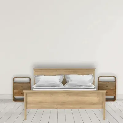 Night tables - Artisan Furniture Solid Wood London Nightstand, 2 Drawers and 2 Open Slots, Beige - ARTISAN FURNITURE