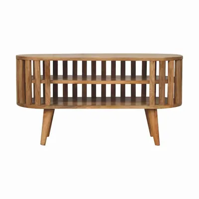 Meubles TV - Meuble TV Mini Ariella en Bois Massif Artisan Furniture, 2 Étagères Ouvertes, Beige - ARTISAN FURNITURE