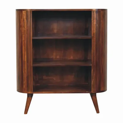 Sideboards - Artisan Furniture Solid Wood Cortez Chestnut Open Cabinet, 3 Open Shelves, Dark Brown - ARTISAN FURNITURE