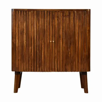 Sideboards - Artisan Furniture Solid Wood Reeve Cabinet, 2 Doors and 2 Shelves, Dark Brown - ARTISAN FURNITURE