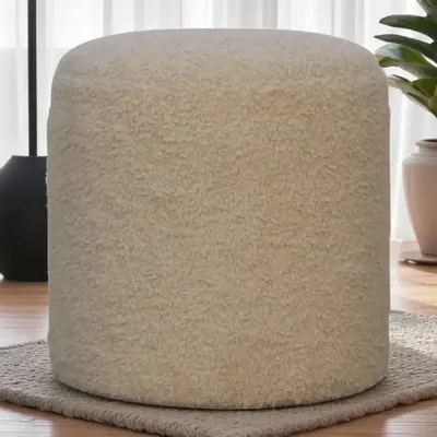 Poufs - Tabouret Rond Bouclé en Bois Massif Artisan Furniture, Crème - ARTISAN FURNITURE