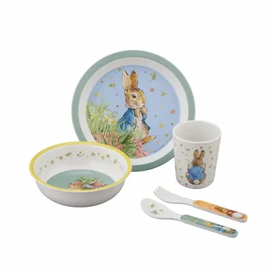 Children's mealtime - 5 PIECE GREEN RABBIT STONE GIFT SET - PETIT JOUR PARIS