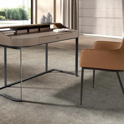 Mobilier et rangements pour bureau - Coiffeuse en similicuir, noyer et acier gris - ANGEL CERDÁ