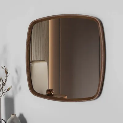 Mirrors - Square walnut wall mirror - ANGEL CERDÁ