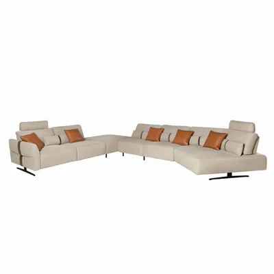 Canapés - Canapé chaise longue relax modulable gauche tissu sable - ANGEL CERDÁ