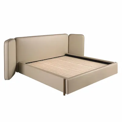 Beds - Faux leatherette bed in mink color - ANGEL CERDÁ