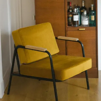 Fauteuils - Fauteuil rétro intérieur Barnabé - coussins déhoussables ignifugés - LES GAMBETTES