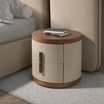 Night tables - Nightstand in leatherette and walnut - ANGEL CERDÁ