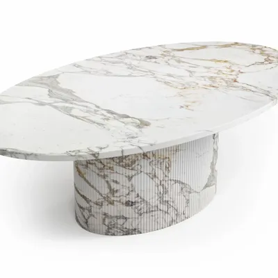 Dining Tables - Valleyra - Dining Tables - Calacatta Oro Marble - STONE VALLEY