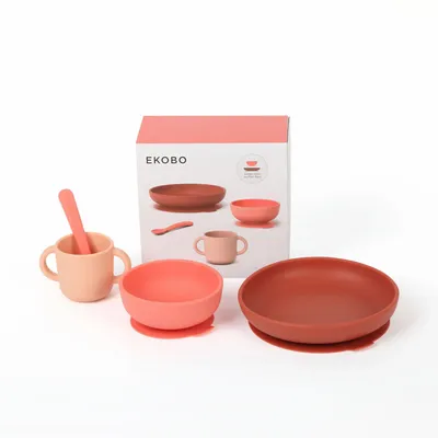 Children's mealtime - Silicone Baby Meal Set - Coral - EKOBO