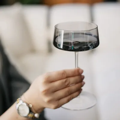 Glass - Vida Martini Grey Colored Champagne Glass - 6 pieces 230 ml - PEKALLA CRISTAL GLASS