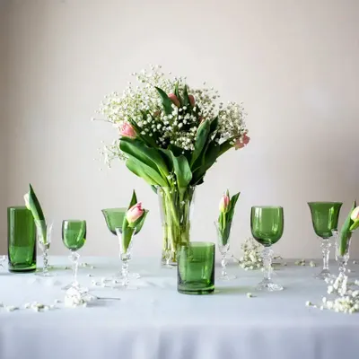 Glass - Kalatina Olive Crystal Wine Glasses - 6 Pieces 170ml - PEKALLA CRISTAL GLASS