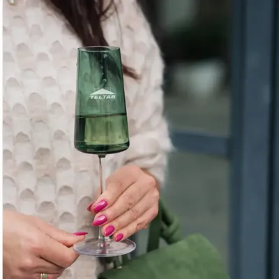 Cristallerie - Vida Verres à champagne colorés Prosecco Malachit avec votre logo - 2 pièces 240 ml - PEKALLA CRISTAL GLASS