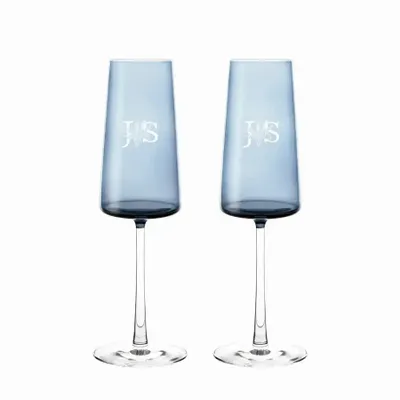 Verres - Vida Verres à champagne colorés Prosecco Mist avec gravure - 2 pièces 240 ml - PEKALLA CRISTAL GLASS