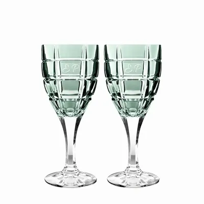 Cristallerie - Vaso II Verres à vin en cristal modernes avec le motif des initiales - 2 pièces 300 ml - PEKALLA CRISTAL GLASS