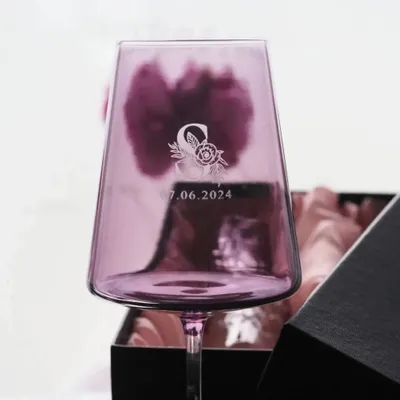 Verres - Vida Verres à vin colorés Slate avec gravure au mariage - 2 pièces 400 ml - PEKALLA CRISTAL GLASS