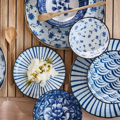 Assiettes au quotidien - Porcelaine bleu et blanc - TOKYO DESIGN STUDIO
