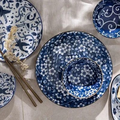 Assiettes au quotidien - Porcelaine bleu et blanc - TOKYO DESIGN STUDIO