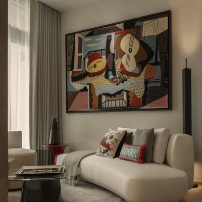 Decorative wall frescoes - PICASSO TAPESTRY " MANDOLINE ET GUITARE " - JULES PANSU