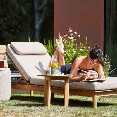 Lawn sofas   - Tofino teak Sunlounger - JATI KEBON