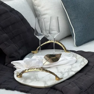 Plats et saladiers - Plateau de luxe en marbre Rozu Calacatta - MAEVE