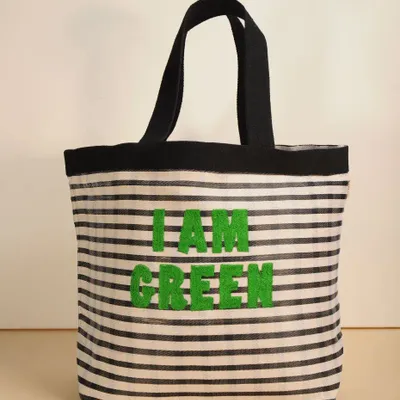 Bags and totes - Large black & white I AM GREEN bag - BAOBAB