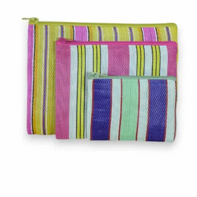 Clutches - Set of 3 striped WAOU B pouches - BAOBAB
