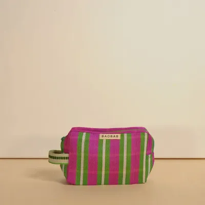 Pochettes - Trousse résille rayée ROSE - BAOBAB
