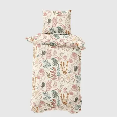 Bed linens - Single bed linen set, 100% Cotton Sateen, Coral Garden - DILIOS