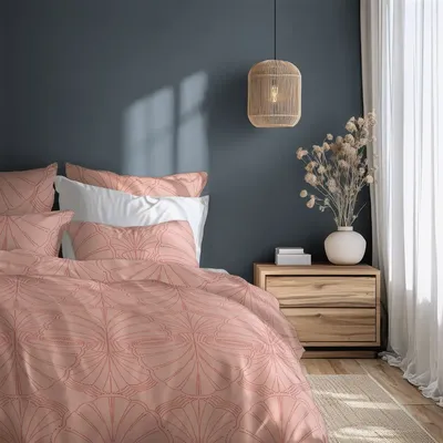 Linge de lit - Parure de lit simple, 100 % satin de coton, sable rose - DILIOS