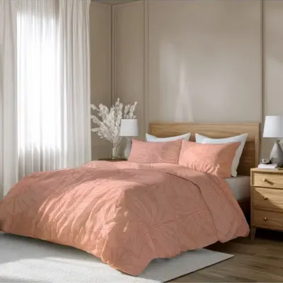 Linge de lit - Parure de lit double, 100 % satin de coton, sable rose - DILIOS