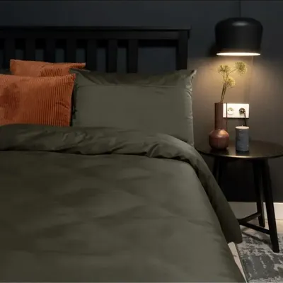 Bed linens - Double bed linen set, 100% Cotton Sateen, Hunter - DILIOS