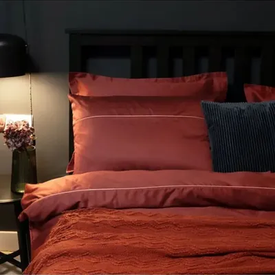 Linge de lit - Parure de lit double, 100 % satin de coton, gingembre - DILIOS