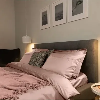 Bed linens - Double bed linen set, 100% Cotton Sateen, Rose - DILIOS