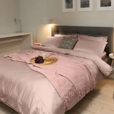 Linge de lit - Parure de lit double, 100 % satin de coton, rose - DILIOS