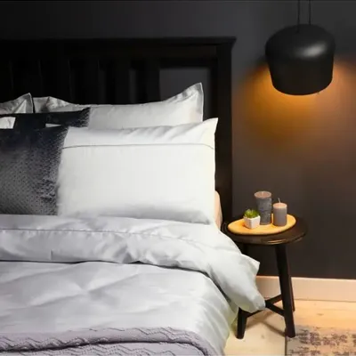 Linge de lit - Parure de lit simple, 100 % satin de coton, argenté - DILIOS