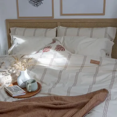 Bed linens - Single bed linen set,  Natural Lines,100% raw cotton - DILIOS