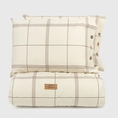 Linge de lit - Parure de lit simple, carrés naturels, 100 % coton brut - DILIOS