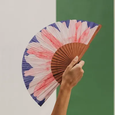 Design objects - Hand Fan PINK POWER - 23cm - Rose and blue - A FAN OF